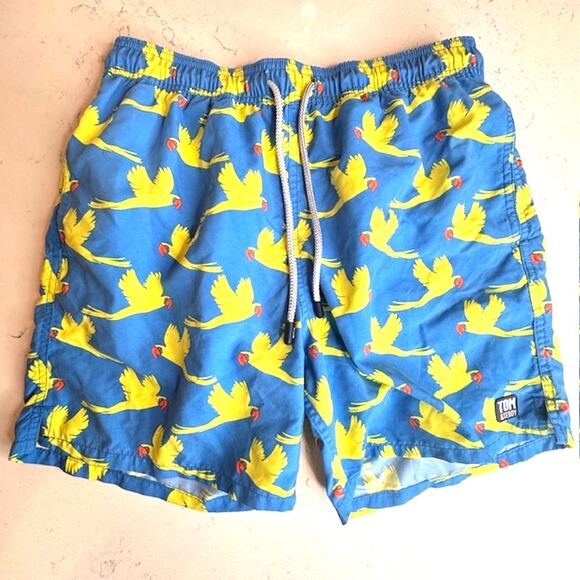 TOM & TEDDY Flying Parrots UPF 50 Swim Shorts Medium - Picture 1 of 11
